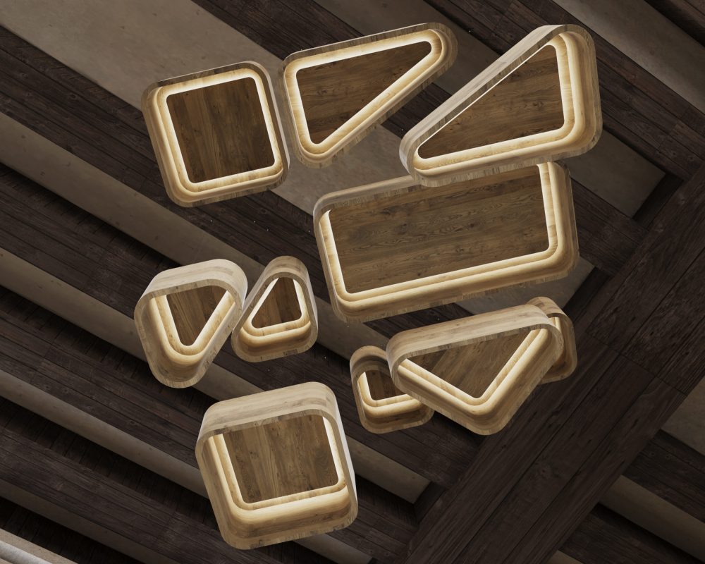 Skipping Stones Ceiling Clouds | Mocha Legno | WoodGrain Collection