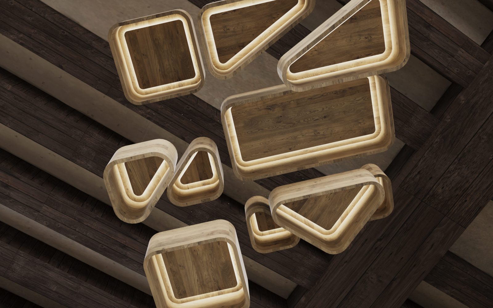 Skipping Stones Ceiling Clouds | Mocha Legno | WoodGrain Collection