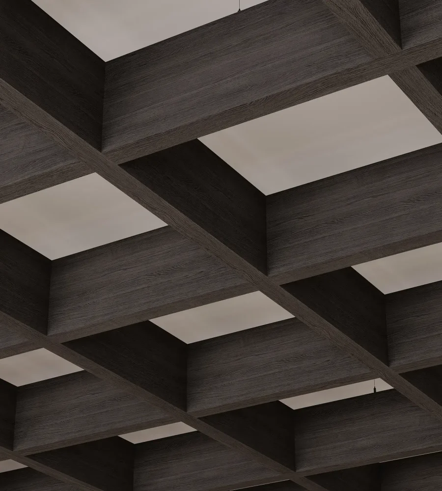 Framework Open Ceiling Grids | WoodGrain Collection | Charred Larch