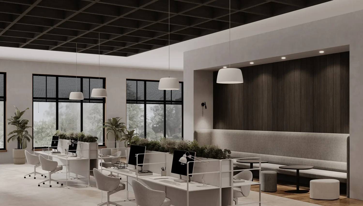 Framework Open Ceiling Grids | Charred Larch | WoodGrain Collection
