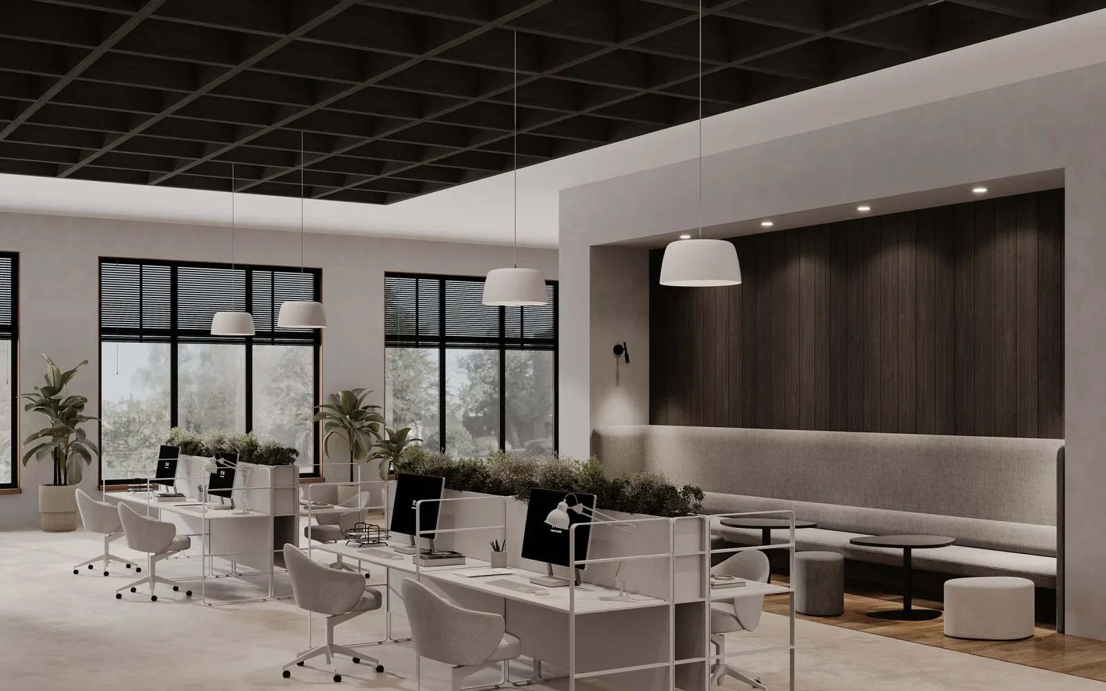 Framework Open Ceiling Grids | Charred Larch | WoodGrain Collection