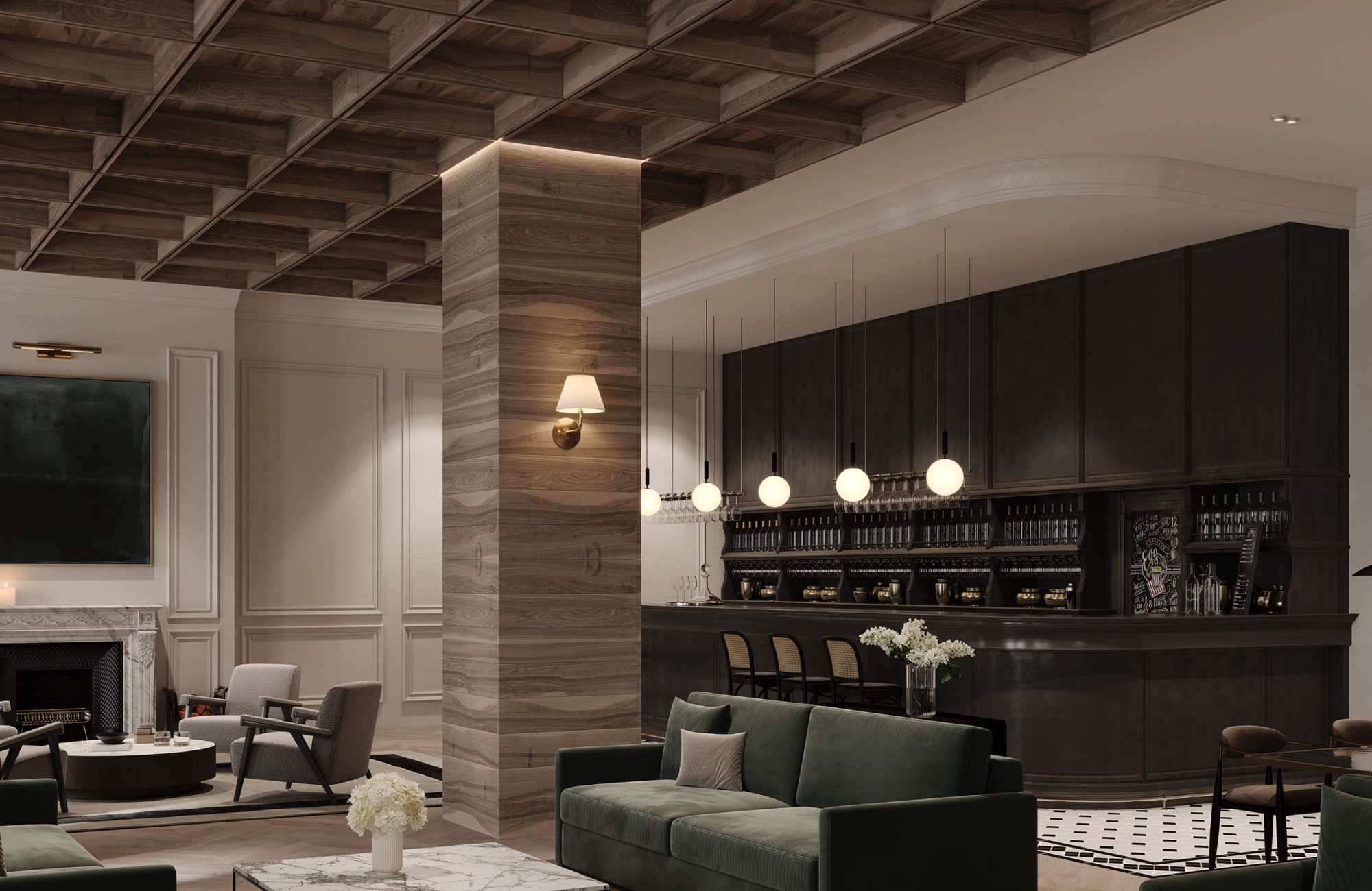 Recess, Waffle Ceiling Frame | Black Walnut | WoodGrain Collection
