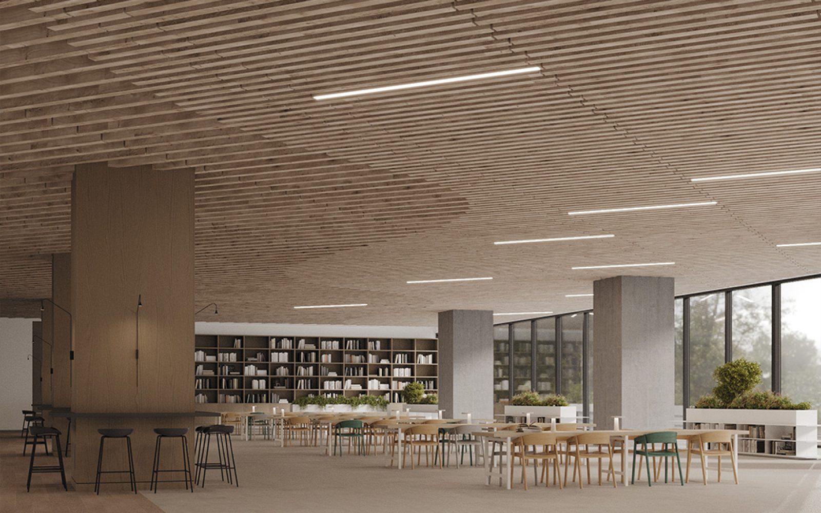 Truss Ceiling Baffles | Loft | WoodGrain Collection