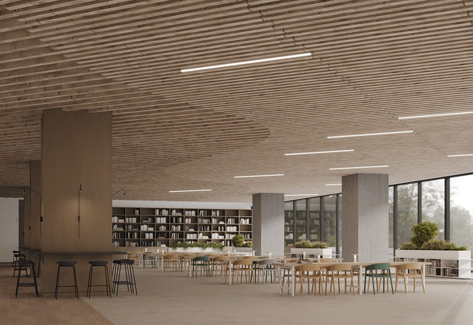 Truss Ceiling Baffles | Loft | WoodGrain Collection