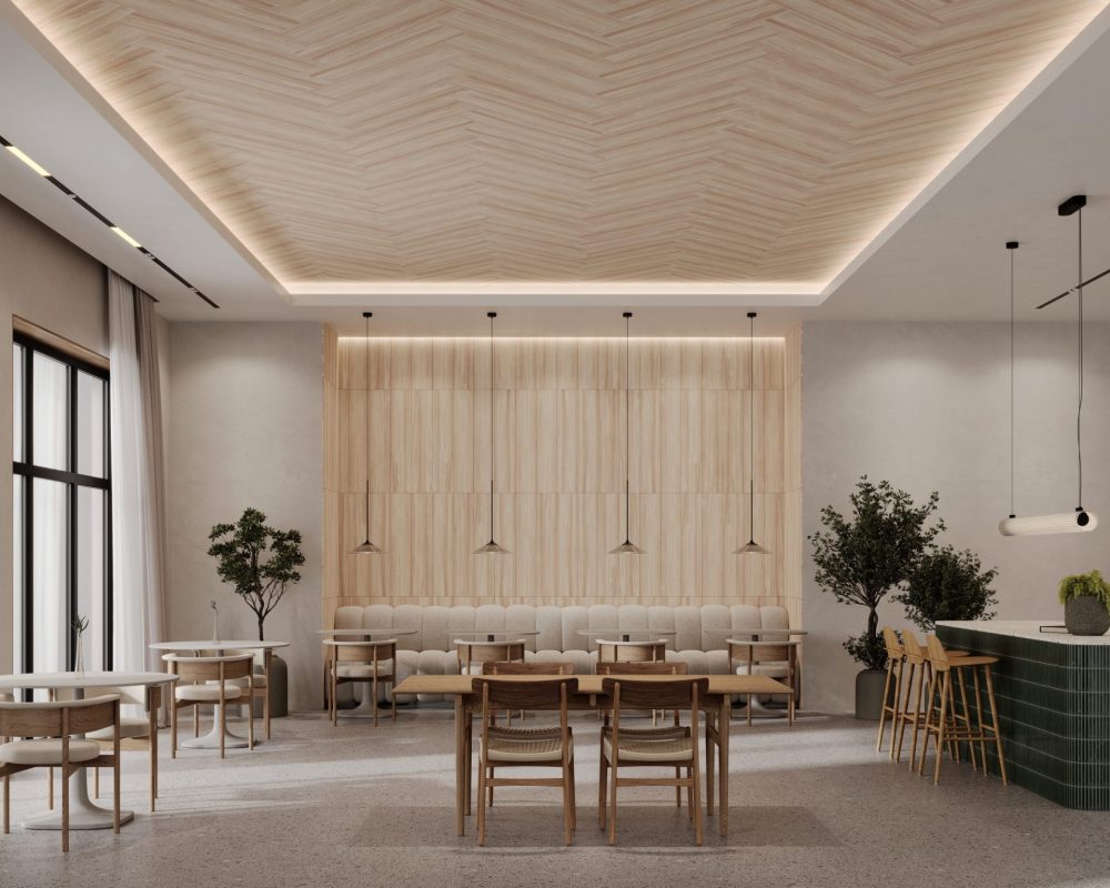 WoodBeQuiet Planks Ceiling Tiles | Lyed Larch | WoodGrain Collection