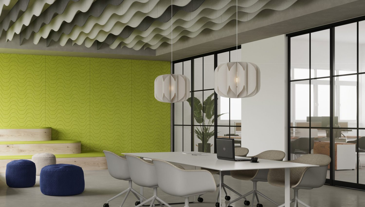 Ripple Ceiling Baffles | Charcoal, White | Premier Collection
