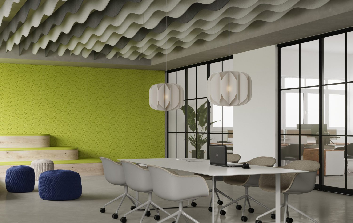 Ripple Ceiling Baffles | Charcoal, White | Premier Collection