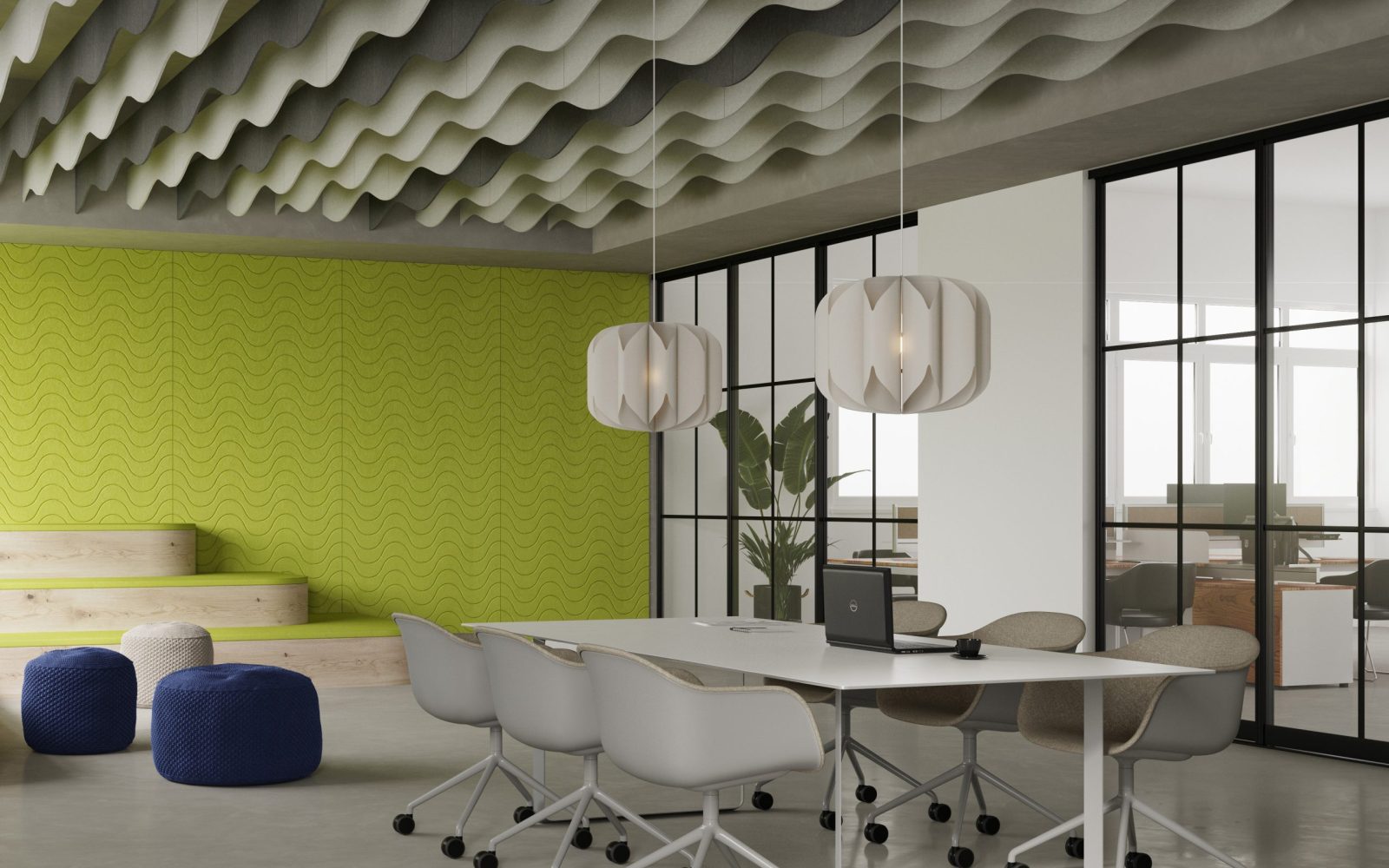 Ripple Ceiling Baffles | Charcoal, White | Premier Collection