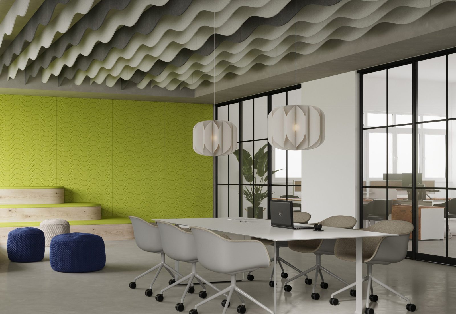 Ripple Ceiling Baffles | Charcoal, White | Premier Collection
