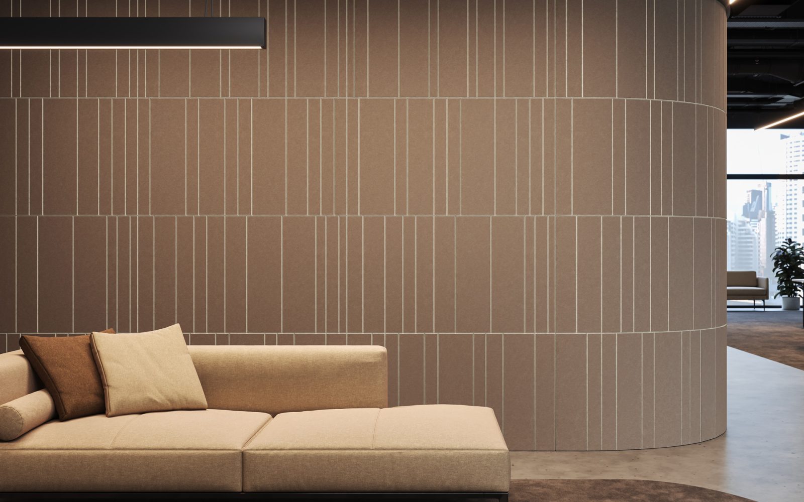 Fracture Two-Tone Wall Panel, Barcode | Umber, Almond | Premier Collection