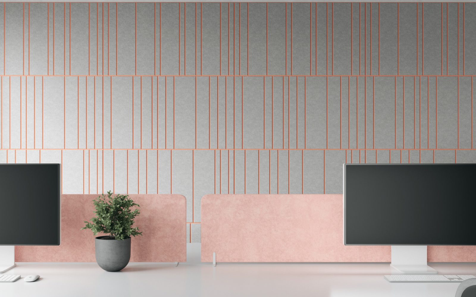 Fracture Two-Tone Wall Panel, Barcode | Metal, Flamingo | Premier Collection