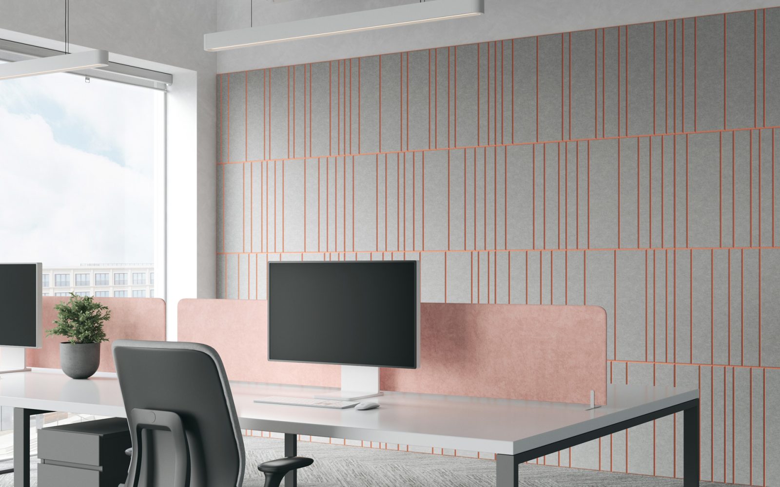 Fracture Two-Tone Wall Panel, Barcode | Metal, Flamingo | Premier Collection