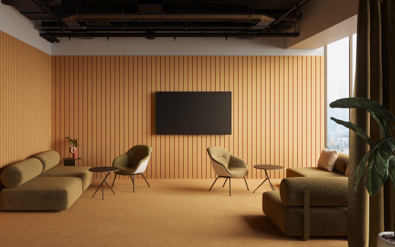 Fracture Two-Tone Wall Panel, Fineline | Turmeric, Currant | Premier Collection