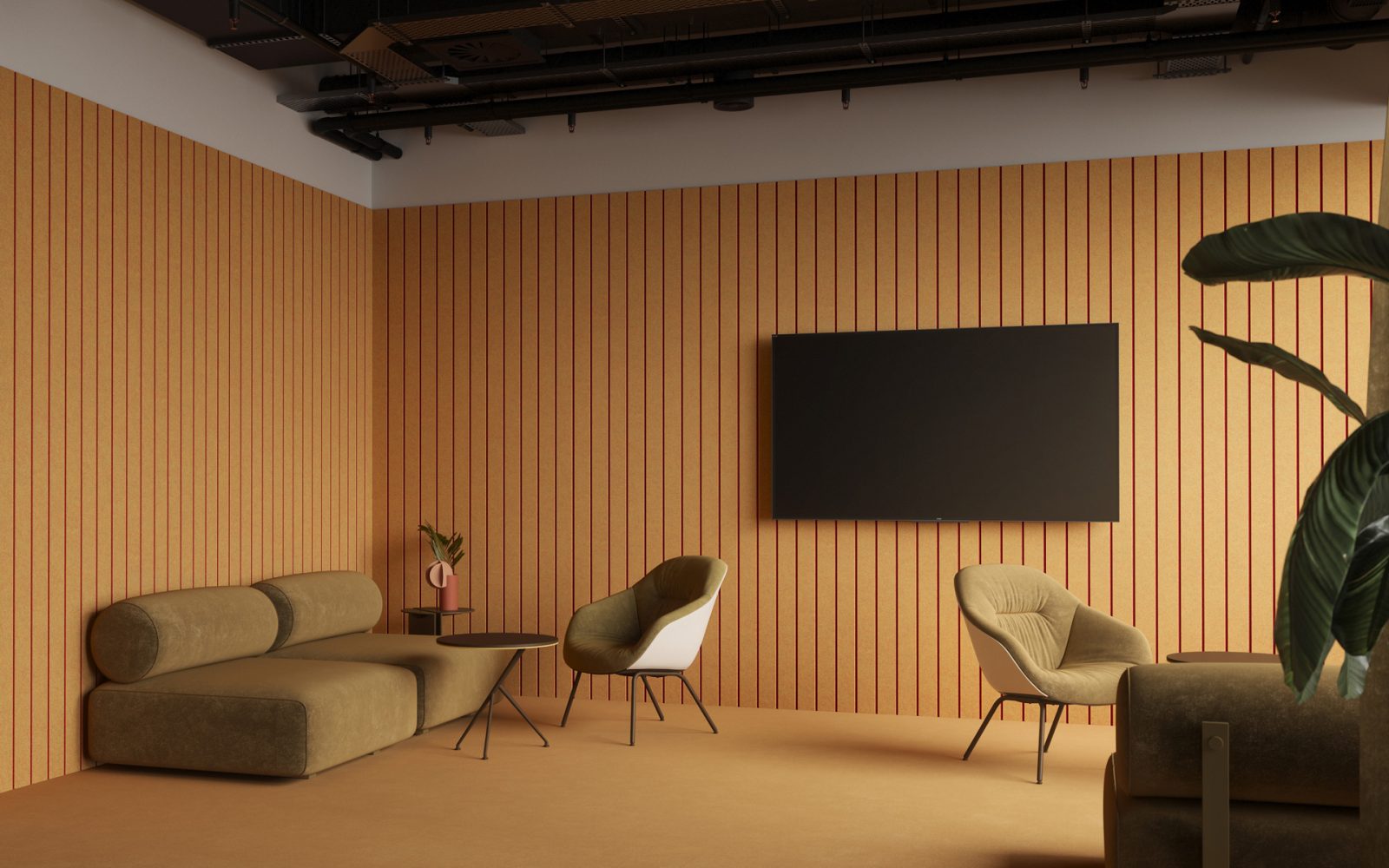 Fracture Two-Tone Wall Panel, Fineline | Turmeric, Currant | Premier Collection